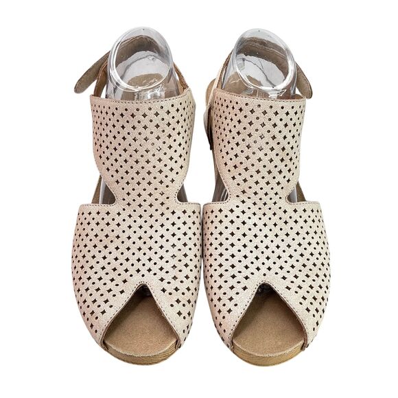 Dansko Women's Teagan Peep Toe Heeled Sandals Size 42 Slingback Vintage Beige - Picture 3 of 12